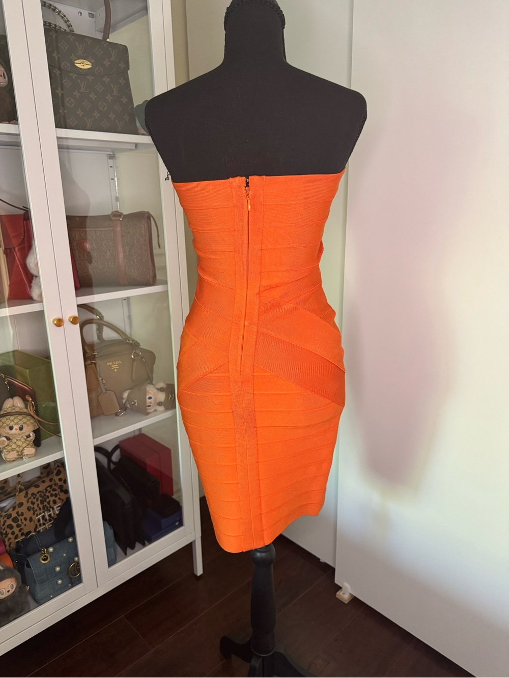 House of CB Formerly celeb boutique Strapless Bright Orange Bandage Dress - Picture 2 of 3